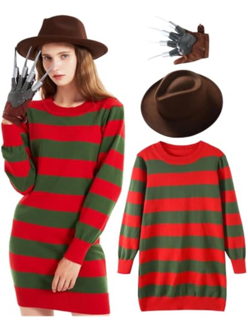 Women's Sweater with Hat Set Halloween Scary Costume